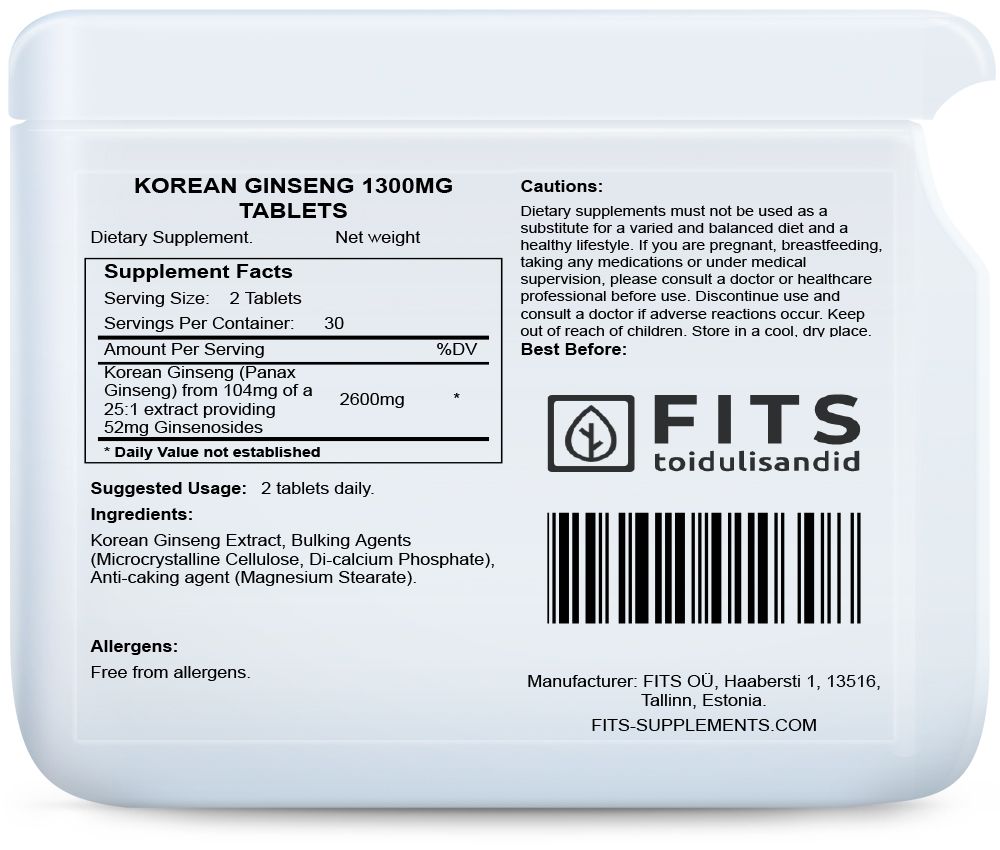 Korean Ginseng 1300mg tabletit