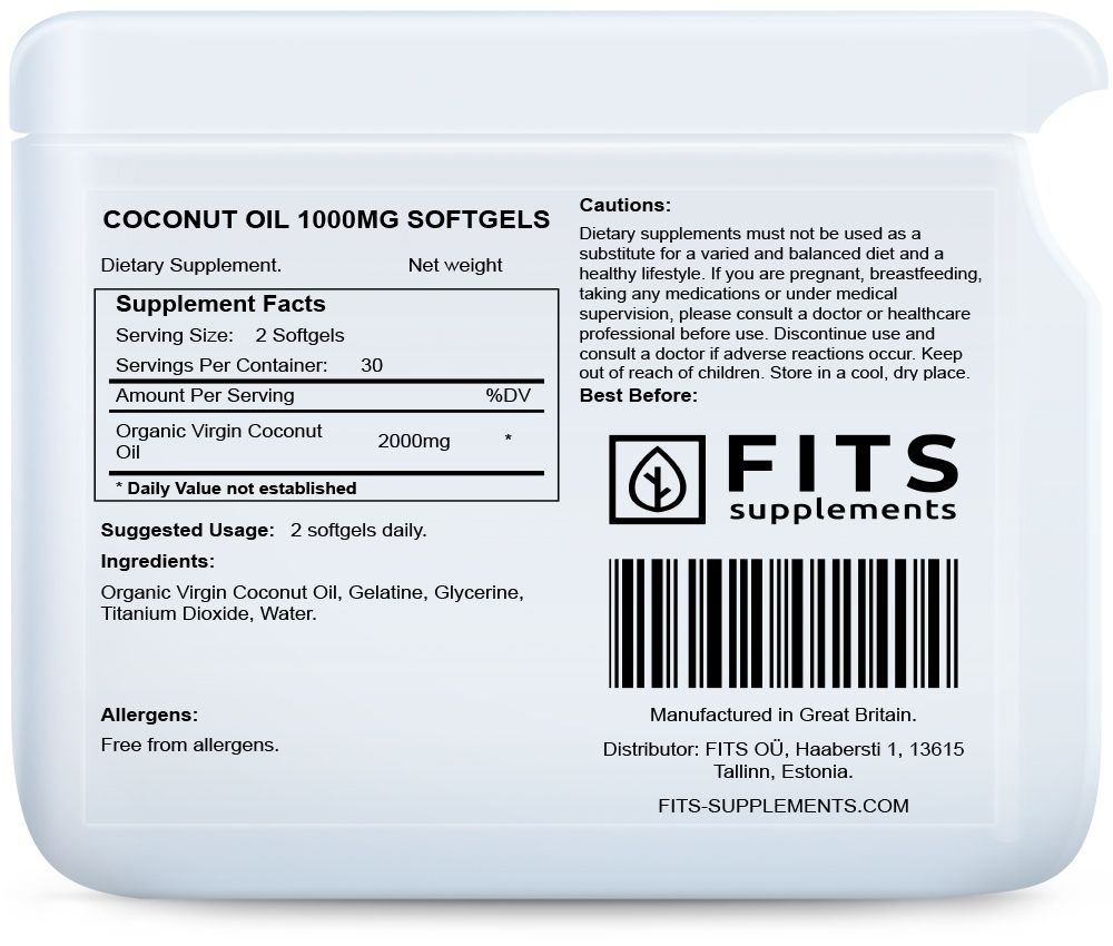 Kookosöljy 1000mg geelikapselit