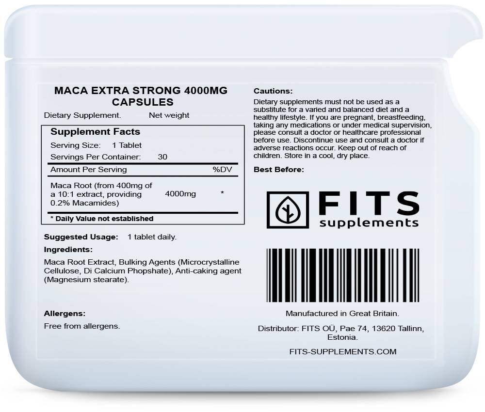 Maca Erittäin Vahva 4000mg kapselit