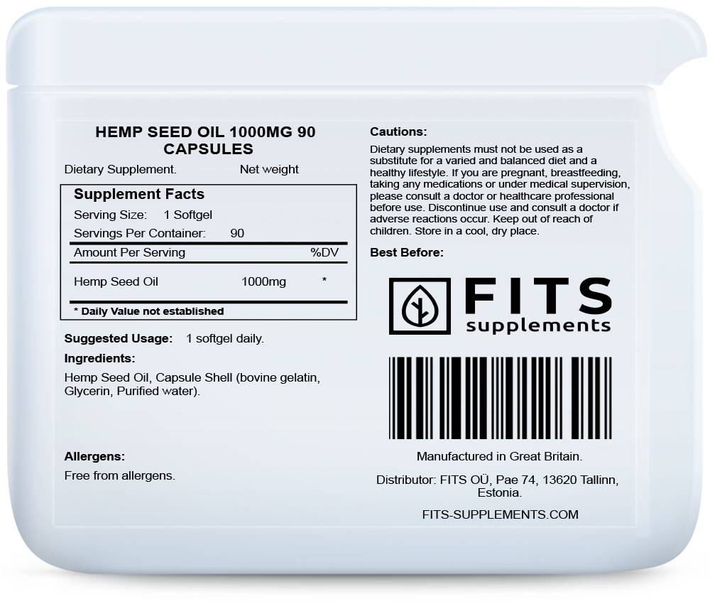 Hemp seed oil 1000mg 90 capsules