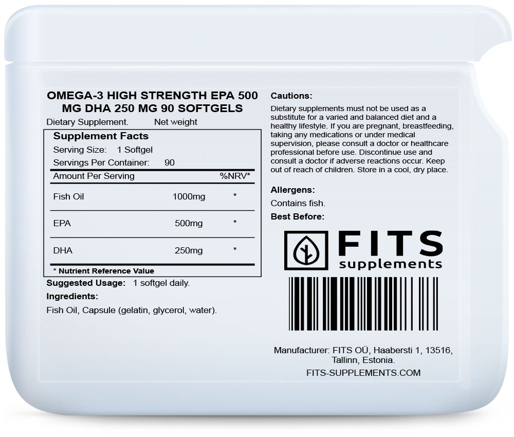 Omega-3 Erittäin Vahva EPA 500mg DHA 250mg 90 geelikapselia