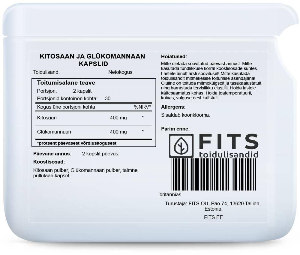 Kitosaani ja Glukomannaani kapselit