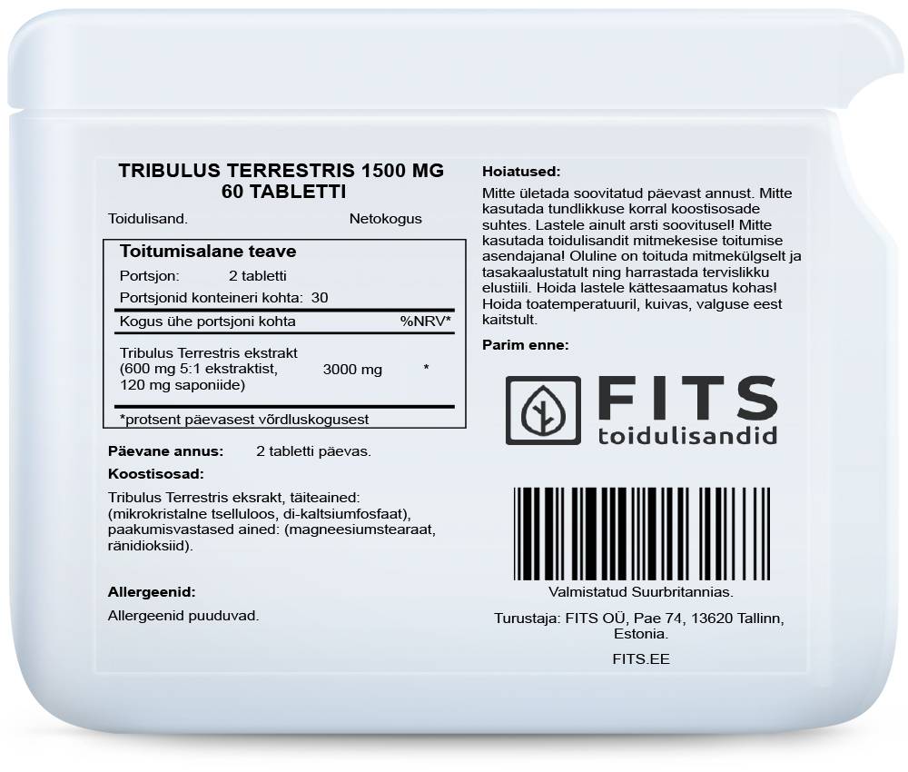 Tribulus Terrestris 1500mg tabletit