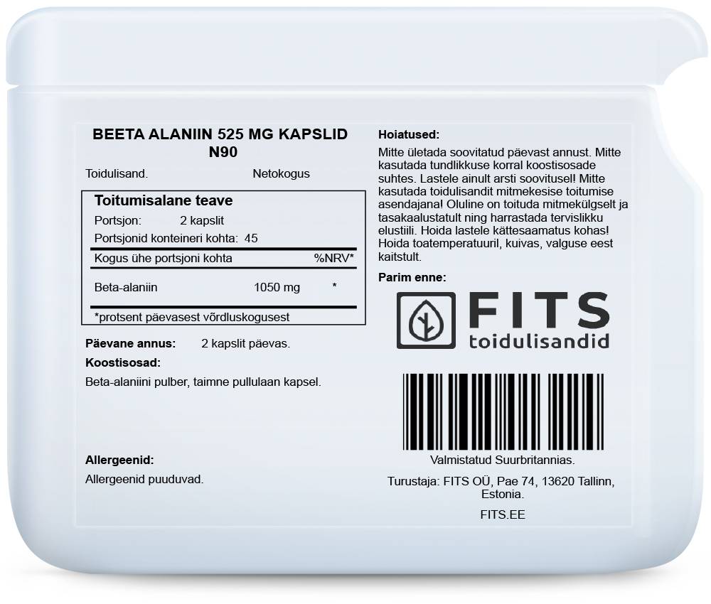 Beeta-alaniini 525mg 90 kapselia