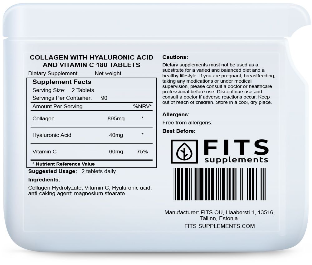 Kollageeni Hyaluronihapolla ja C-vitamiinilla 180 tablettia