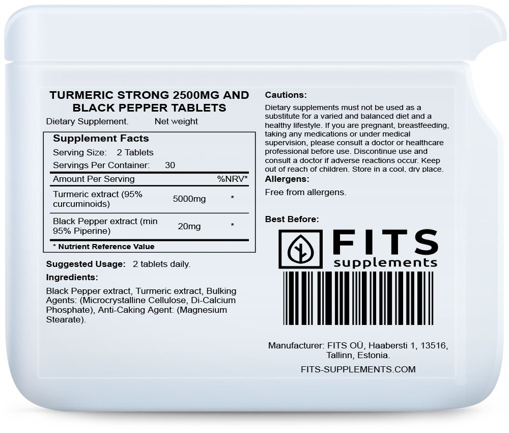 Kurkuma Vahva 2500mg ja Mustapippuri tabletit