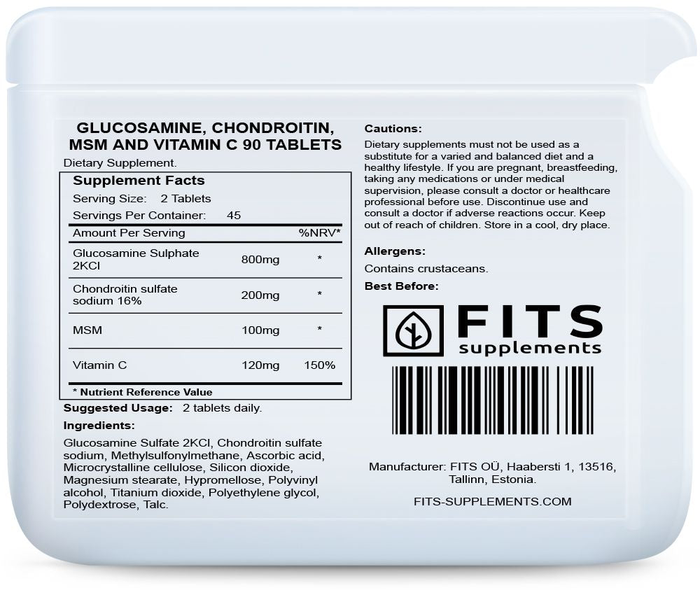 Glucosamine, Chondroitin, MSM and Vitamin C 90 tablettia
