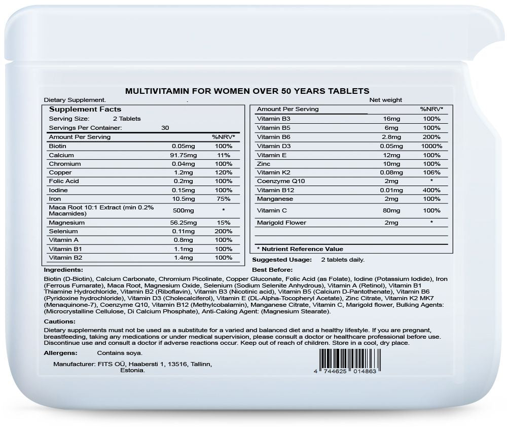 Monivitamiini yli 50-vuotiaille naisille