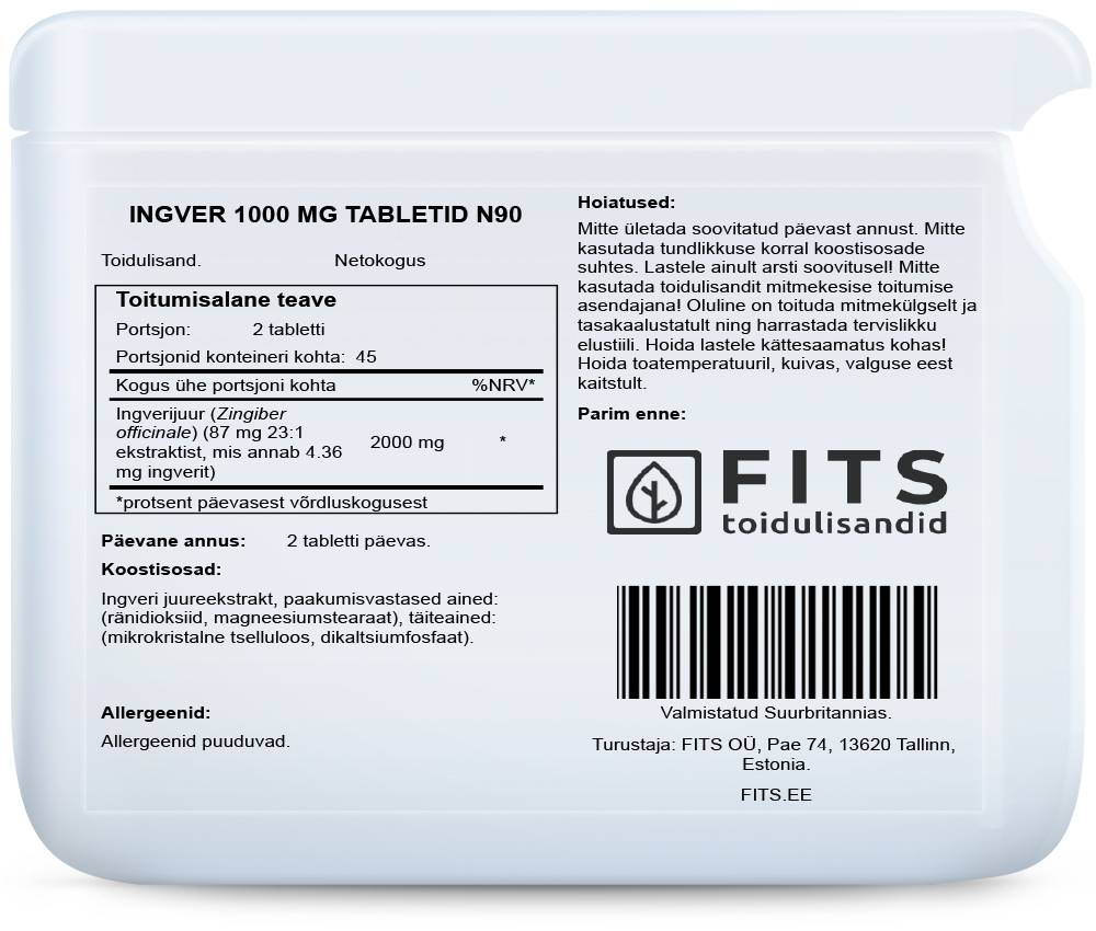 Inkivääri 1000 mg 90 tabletit