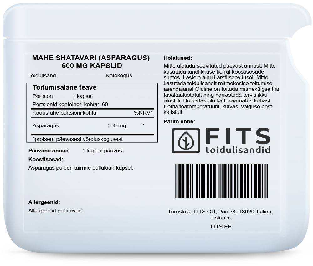 Asparagus (Shatavari) 600 mg 60 kapselit