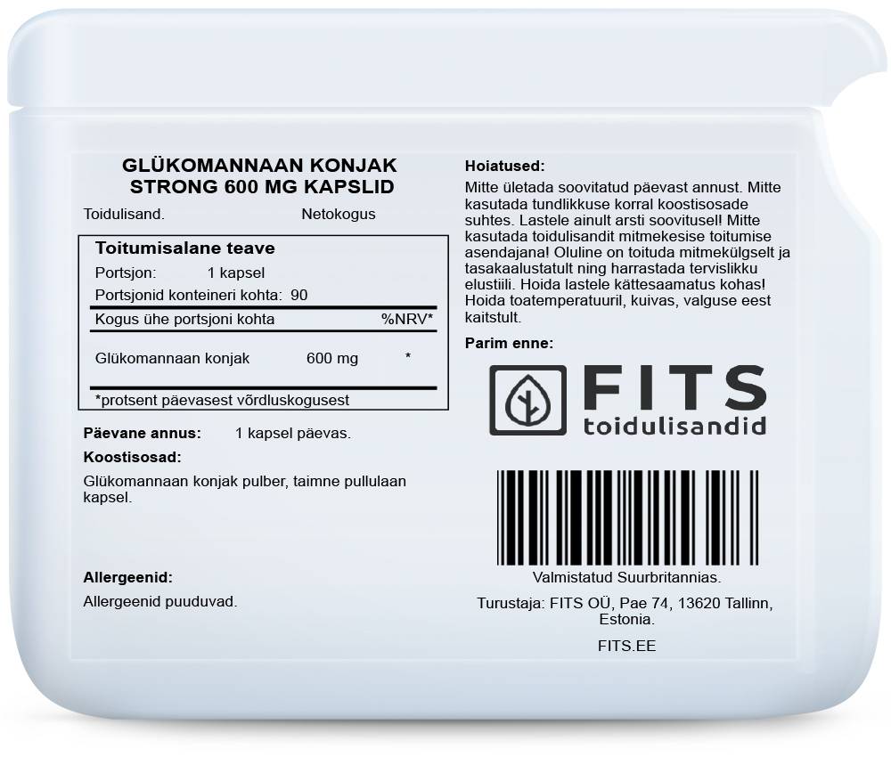 Glucomannaani Konjac Strong 600mg kapselia