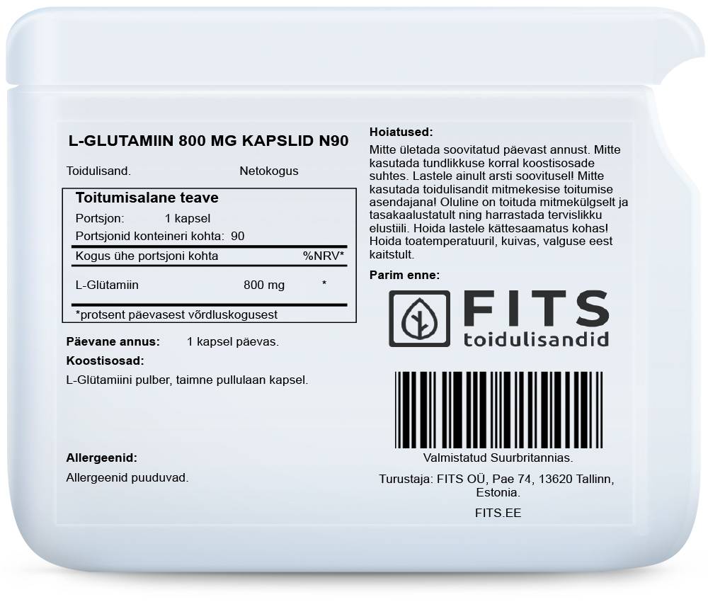 L-glutamiini 800mg 90 kapselit
