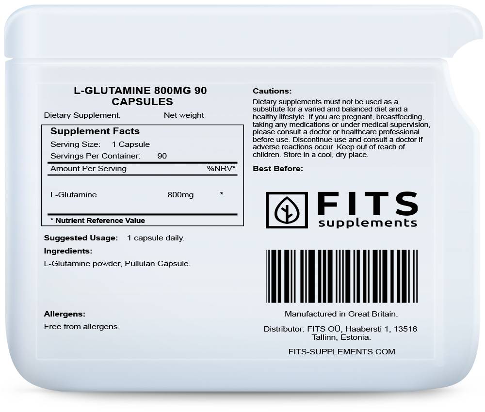 L-glutamiini 800mg 90 kapselit