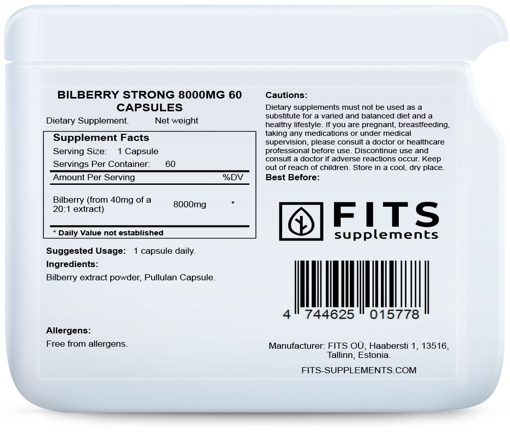 Bilberry Strong 8000mg 60 kapselia