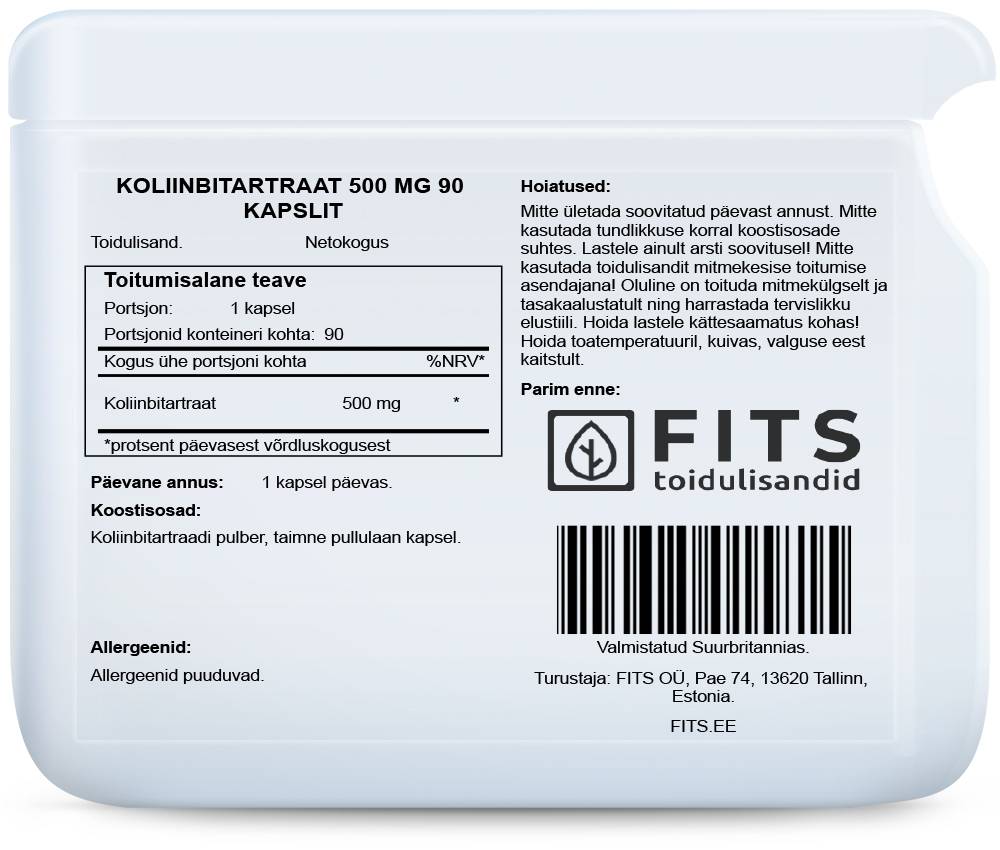Choline Bitartrate 500 mg kapselit N90