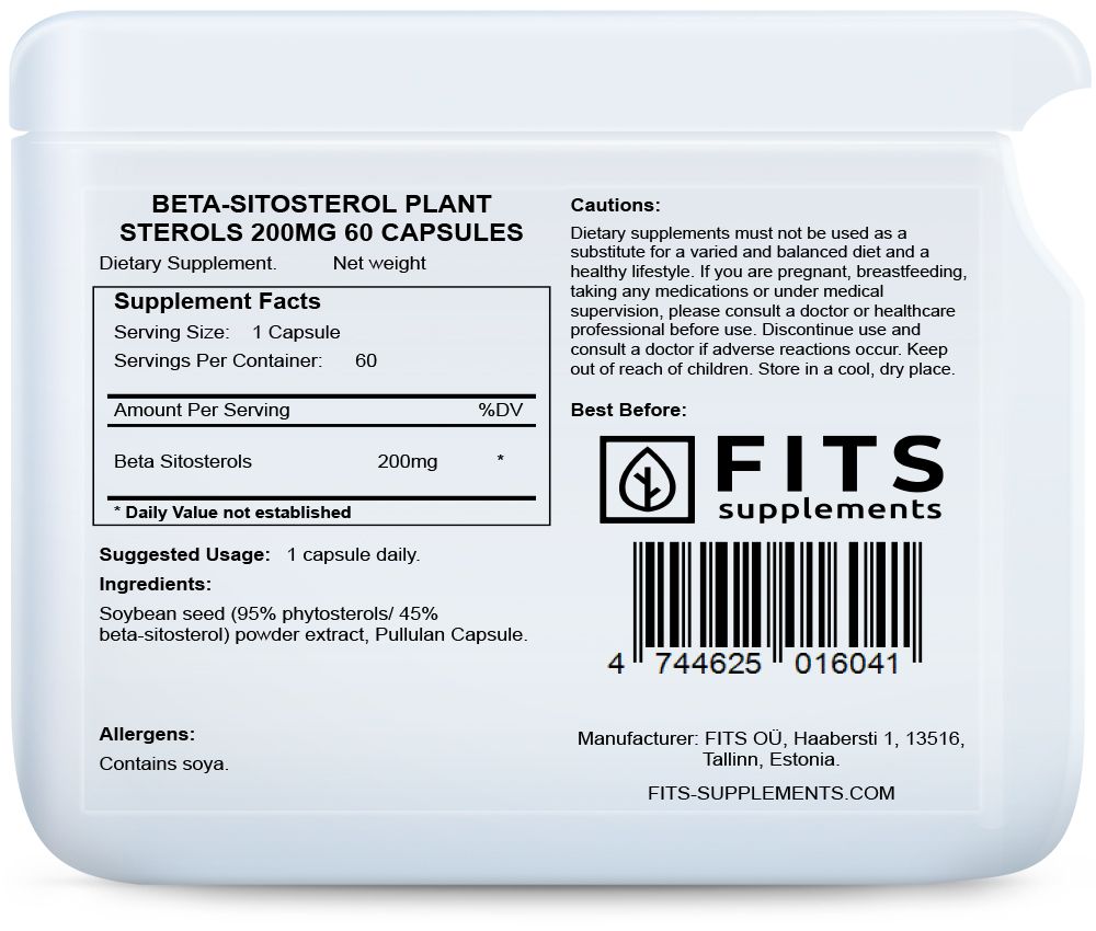 Beta-Sitosterol Plant Sterols 200mg kapselit
