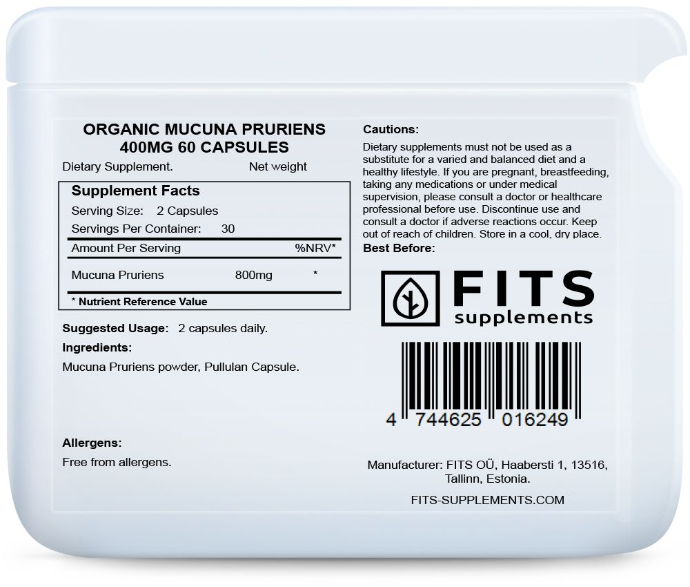 Organic Mucuna Pruriens 400mg 60 capsules