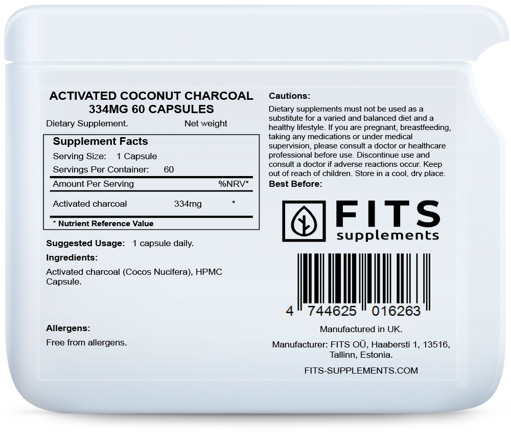 Activated Coconut Charcoal 334mg kapselit