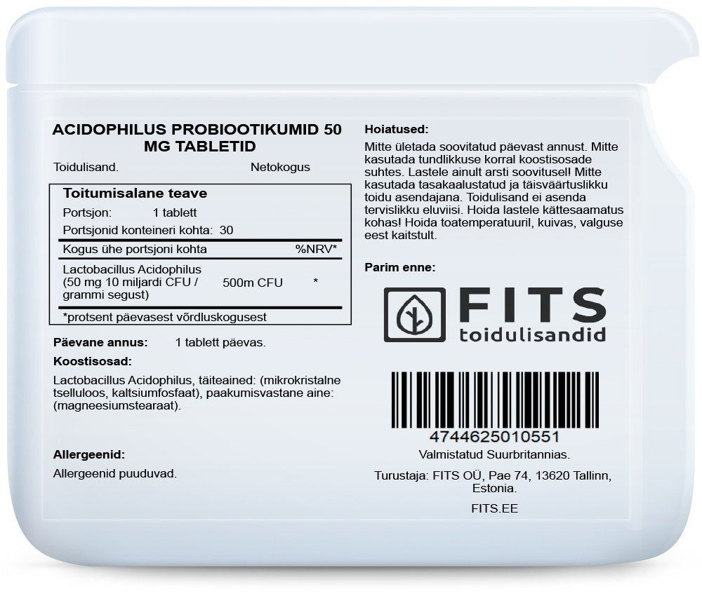 Lactobacillus Acidophilus 50mg 30 tablets