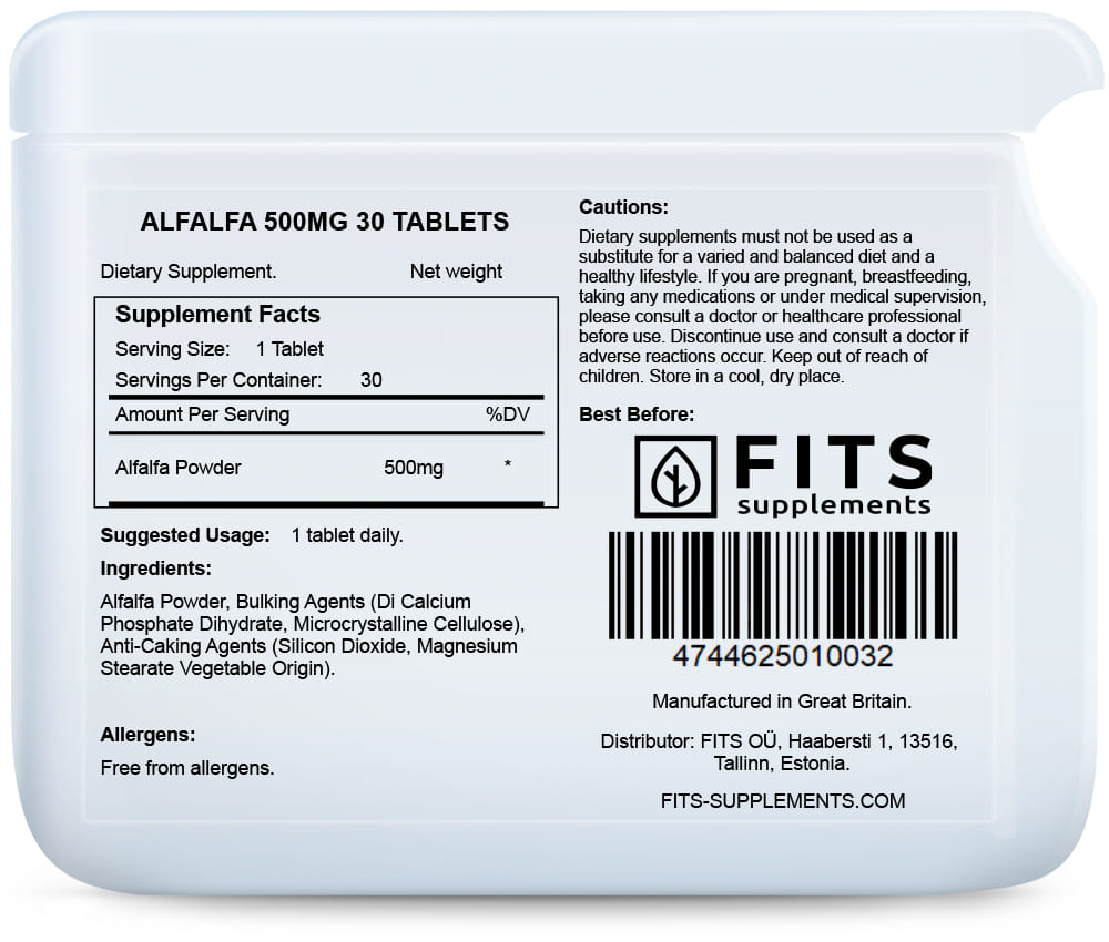 Alfalfa 500mg 30 tablets