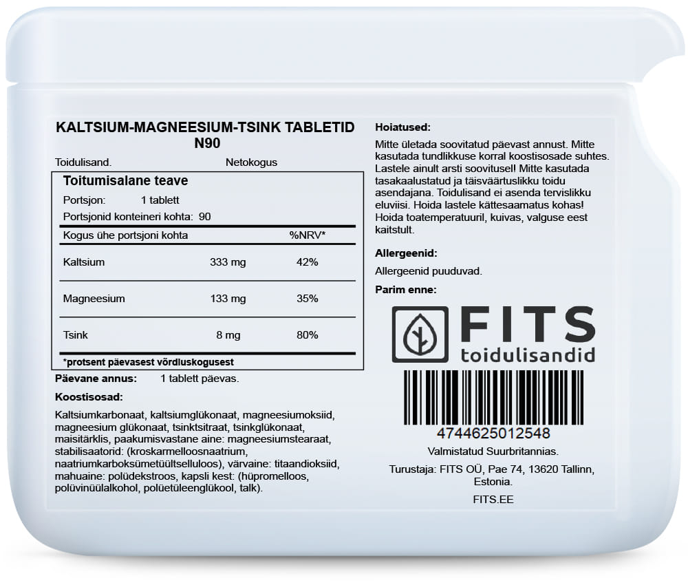 Kalsium, Magnesium ja Sinkki 90 tablettia