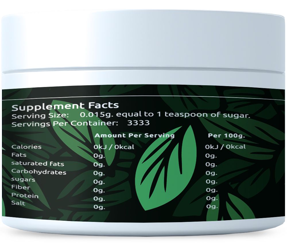 Puhdas 100% Stevia-uutejauhe