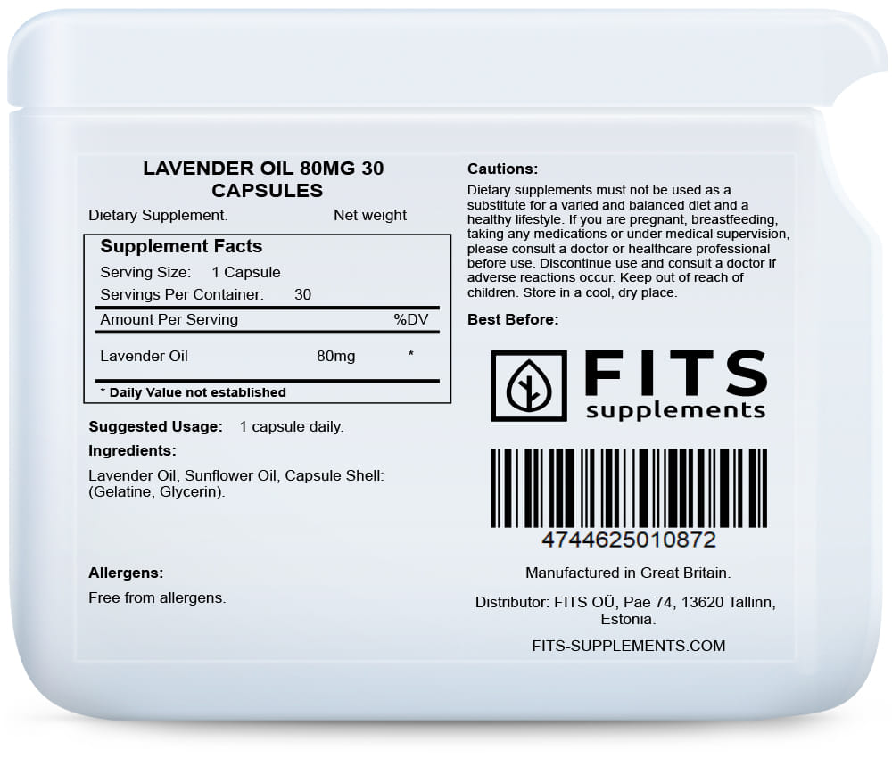 Lavender Oil 80mg 30 capsules