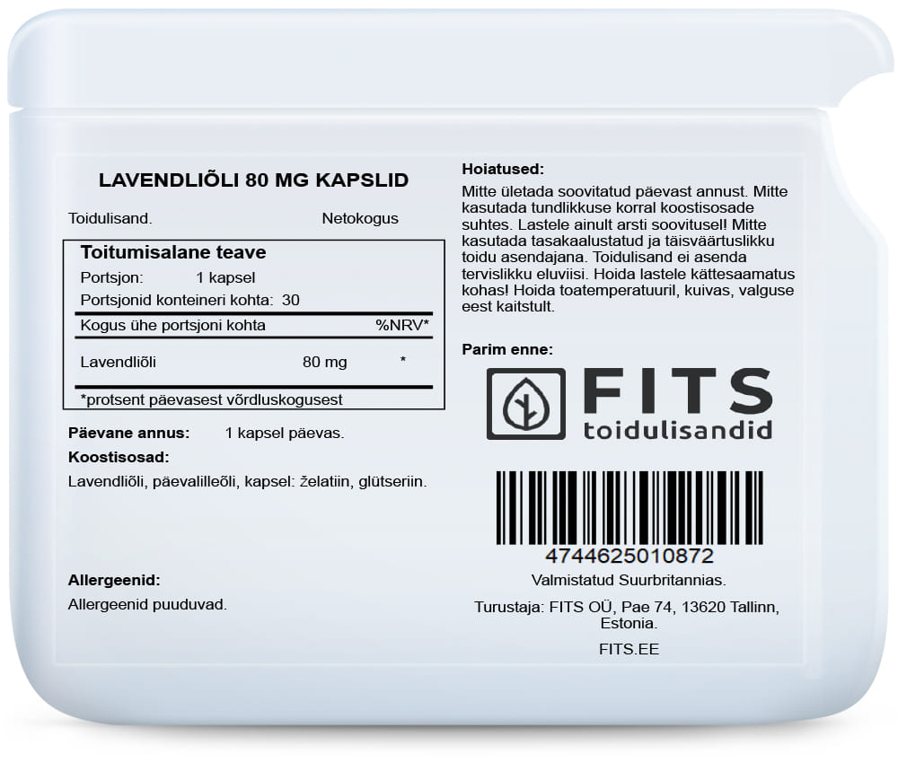 Laventeliöljy 80mg 30 kapselia