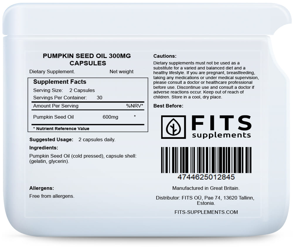 Pumpkin Seed Oil 300mg 60 capsules