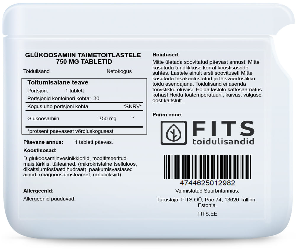 Kasvisglukosamiinitabletit 750mg tabletit